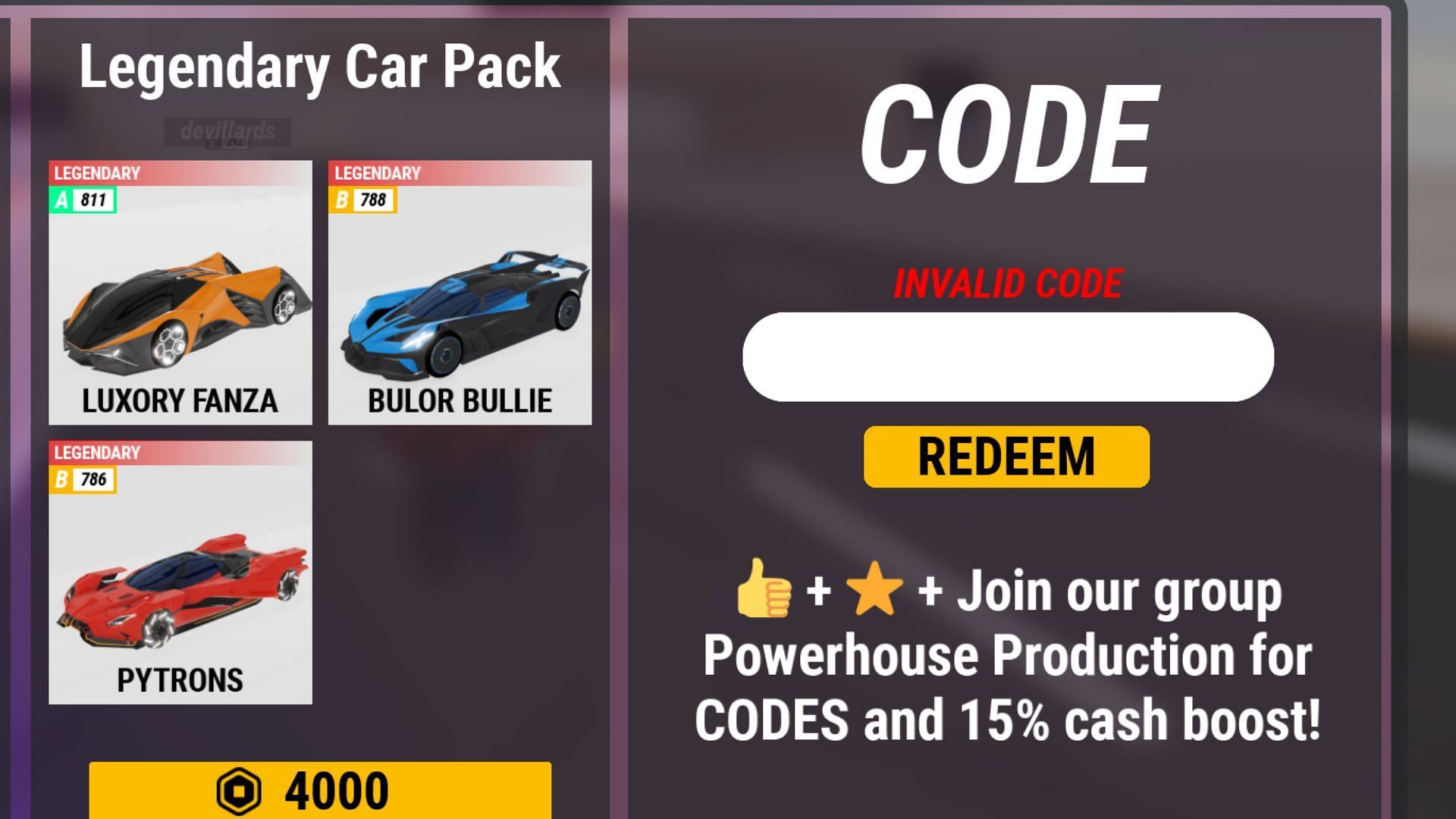 Troubleshooting codes in Drive X (Image via Roblox)
